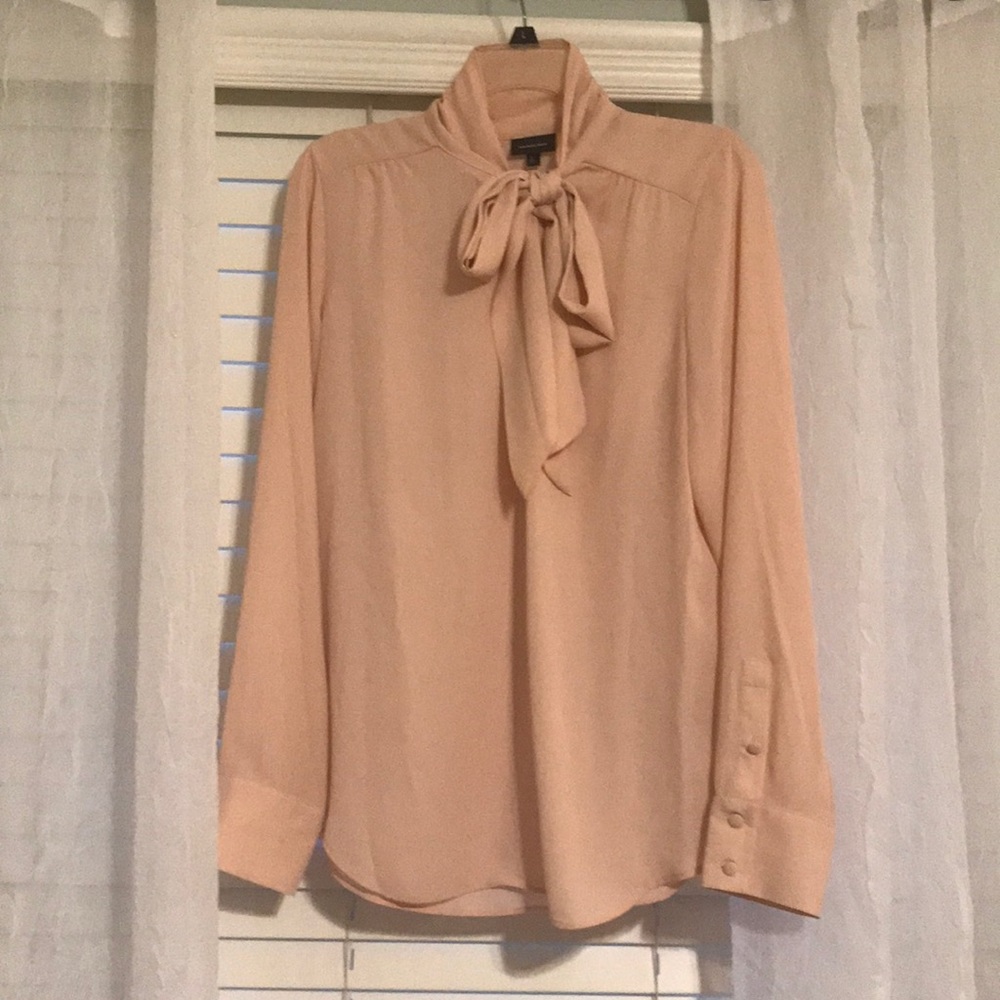 Who What Wear Sheer Pink Bow Blouse